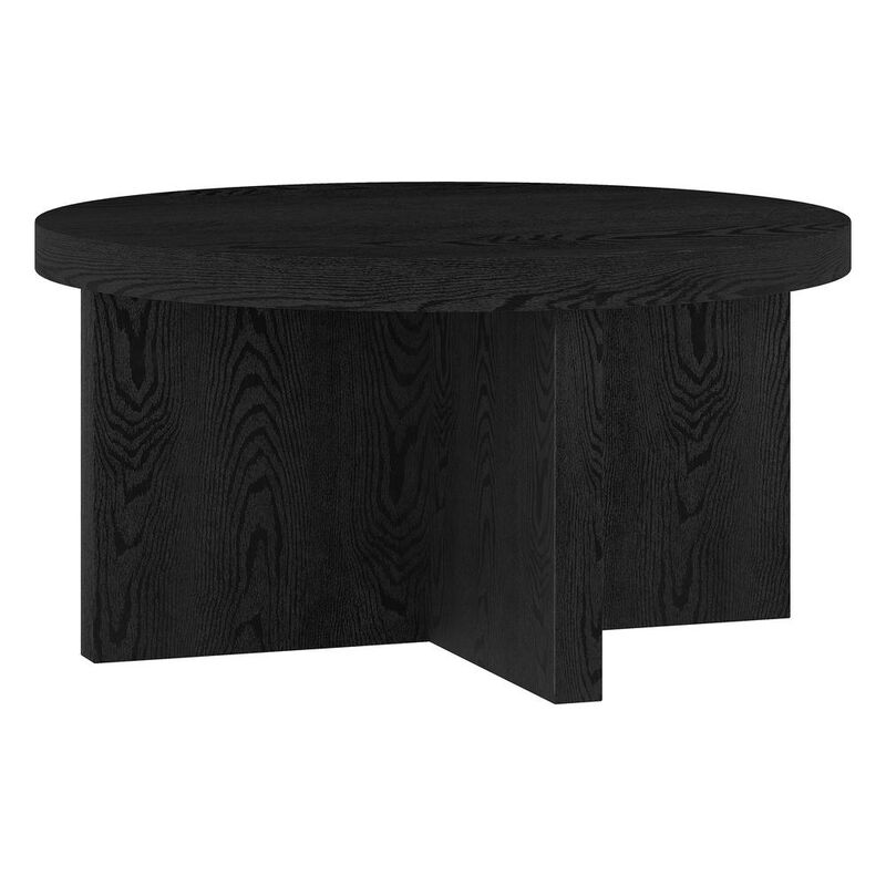 Hudson&Canal Elna 33 Wide Round Coffee Table in Black Grain
