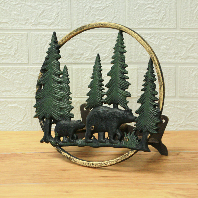 Black Bear Forest Cast Iron Garden Hose Holder - 11" Wildlife Wall Decor image number 6