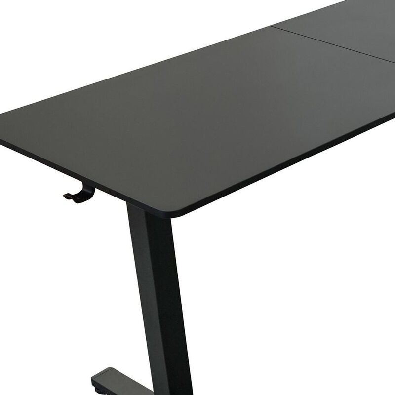 HomeRoots Adjustable Black Wood and Steel L Shape Standing Desk image number 4