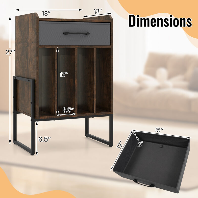 Record Player Stand with Storage Drawer and Vinyl Record Holder image number 2