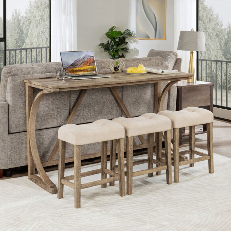 Bunkja Farmhouse Counter‑Height Bar Dining Set image number 1