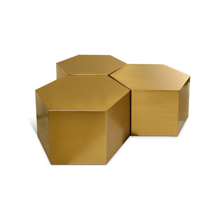 Meridian Furniture Hexagon Brushed Gold Coffee Table