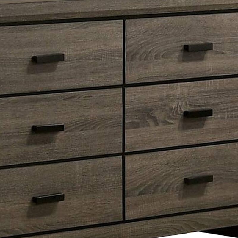 Dresser with Black Rectangular Pulls, Gray