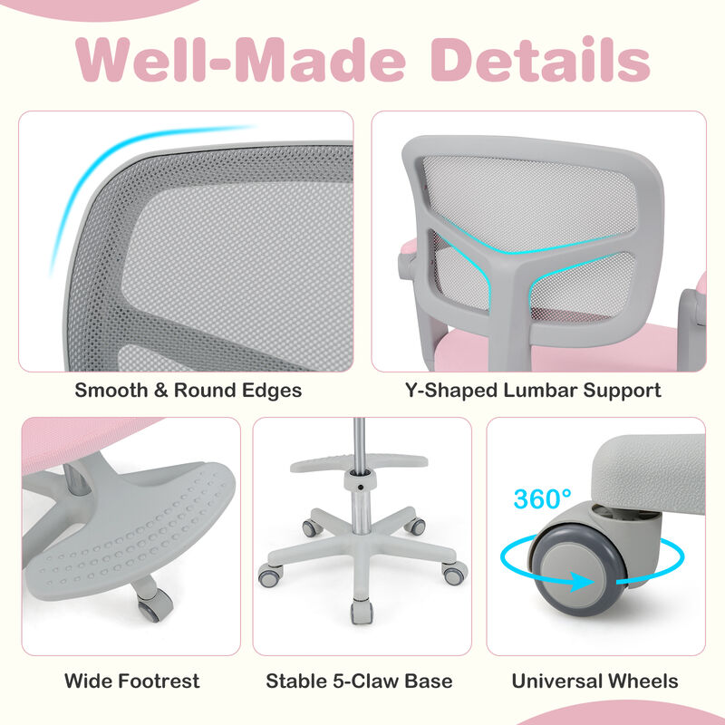 Adjustable Kids Desk Chair with Armrest and Footrest for Study image number 6