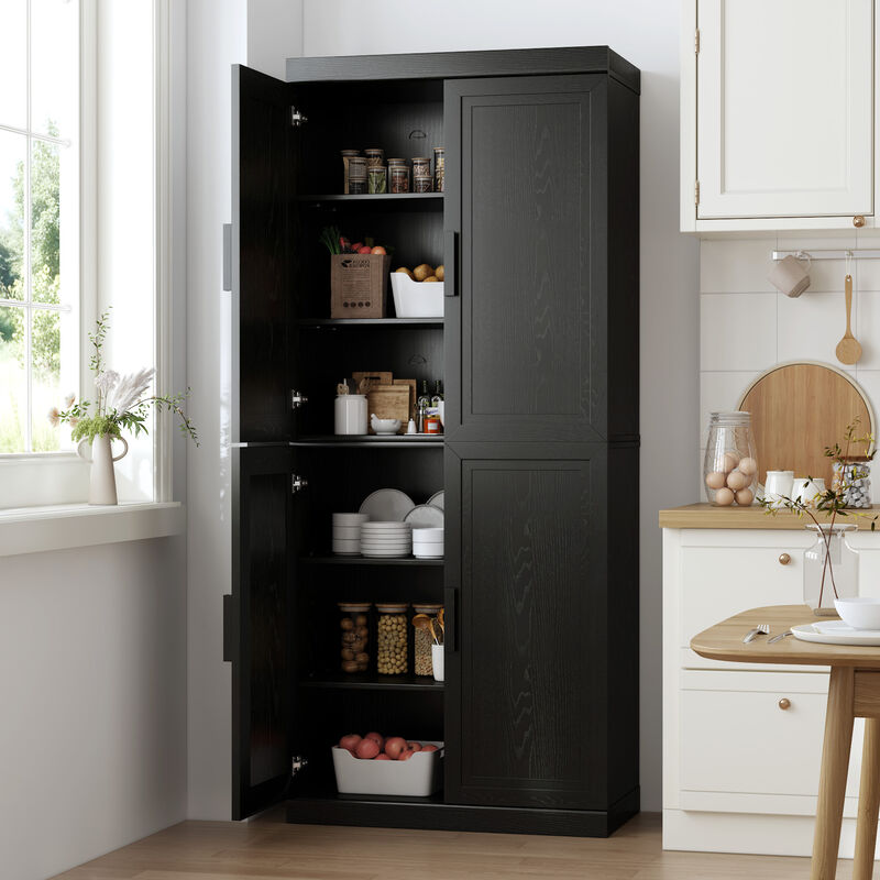 72"x31"x16" Modern Black Storage Cabinet with Adjustable Shelves and Doors - Organize Your Space in Style image number 2