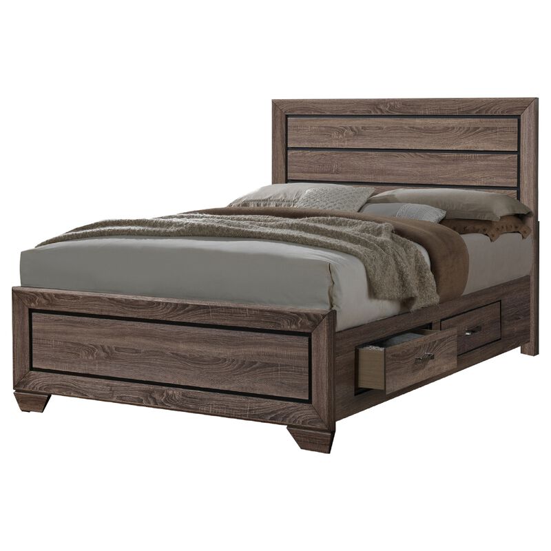 Bello 4pc Queen Bedroom Set with Bed Storage, Washed Taupe Brown