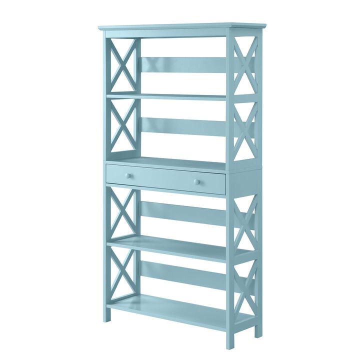 Convenience Concepts Oxford 5 Tier Bookcase with Drawer, Sea Foam