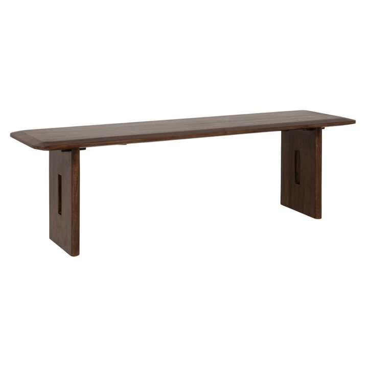 Acacia Wood Rectangular Bench, Walnut Finish