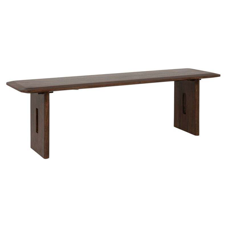 Acacia Wood Rectangular Bench, Walnut Finish image number 0