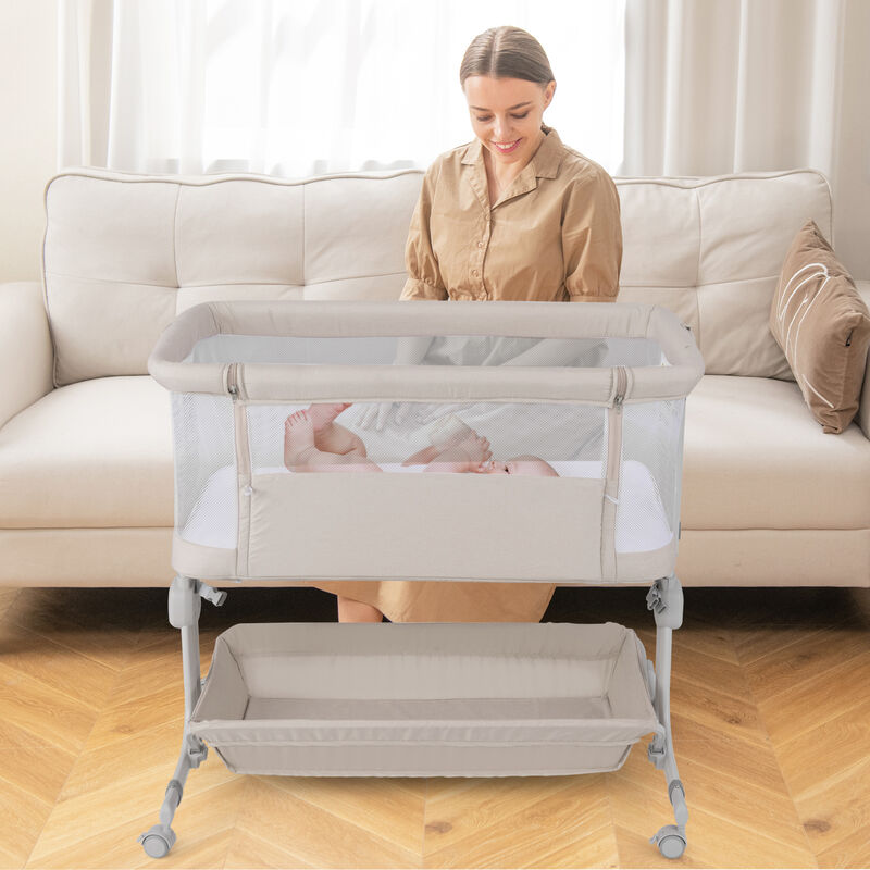 Baby Bassinet Bedside Sleeper with 6-Level Adjustable Height