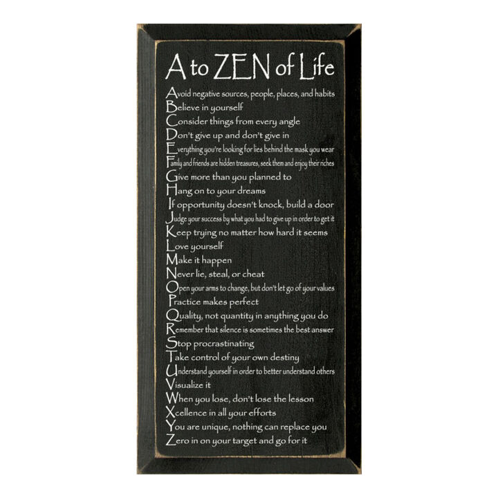A to ZEN of Life Funny Zen Quote Wooden Wall Sign