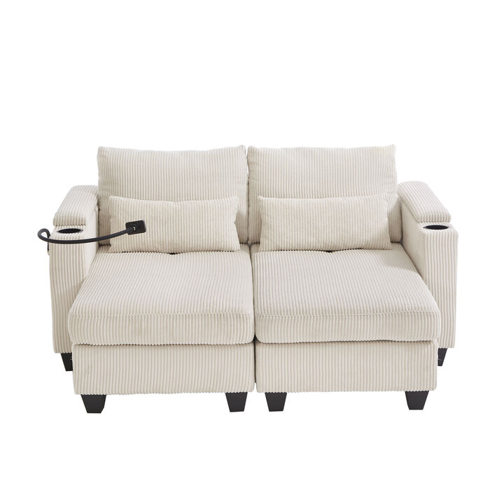 Merax Loveseat Sofa Sofa Bed Corduroy Sleeper Sofa with USB Ports