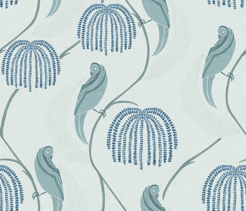 Blaise Blue & Grey Wallpaper