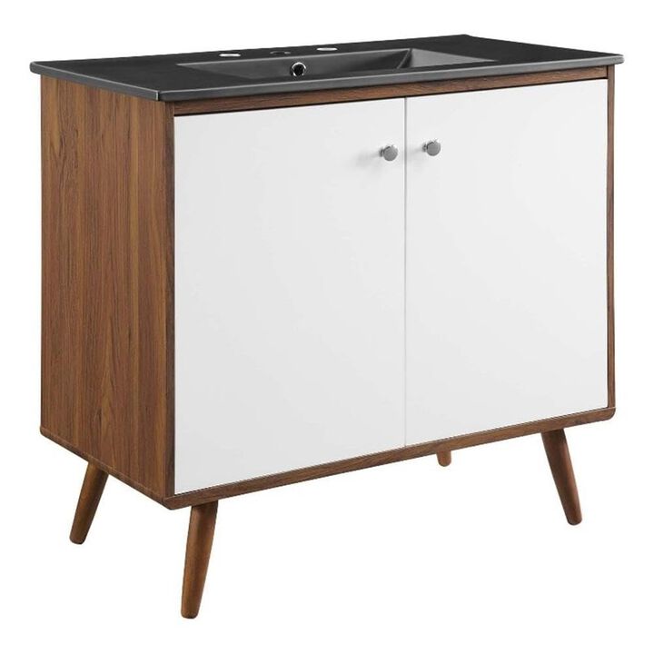 Modway EEI-5394-WAL-BLK Transmit 36" Bathroom Vanity, Walnut Black