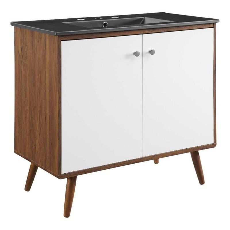 Modway EEI-5394-WAL-BLK Transmit 36" Bathroom Vanity, Walnut Black image number 0