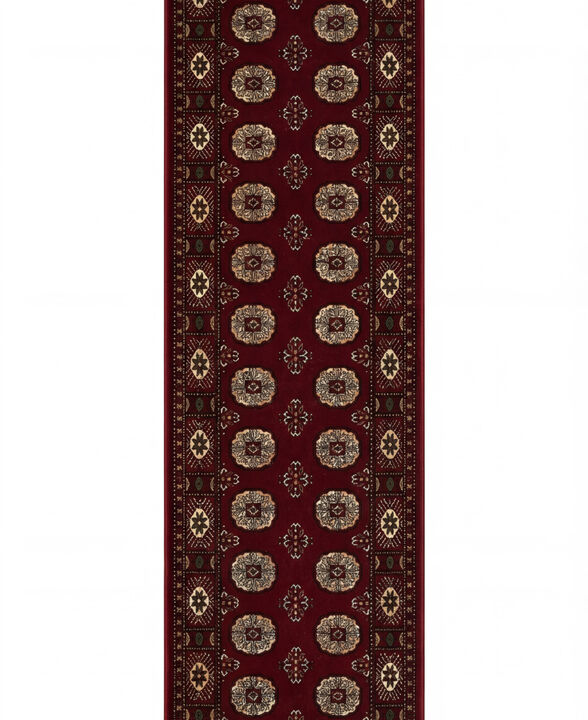 HomeRoots 15' Red And Ivory Floral Medallion Runner Rug