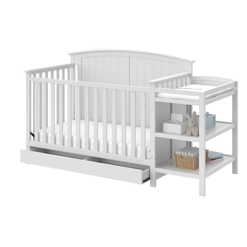 Steveston 5-in-1 Convertible Crib and Changer with Drawer - White image number 3