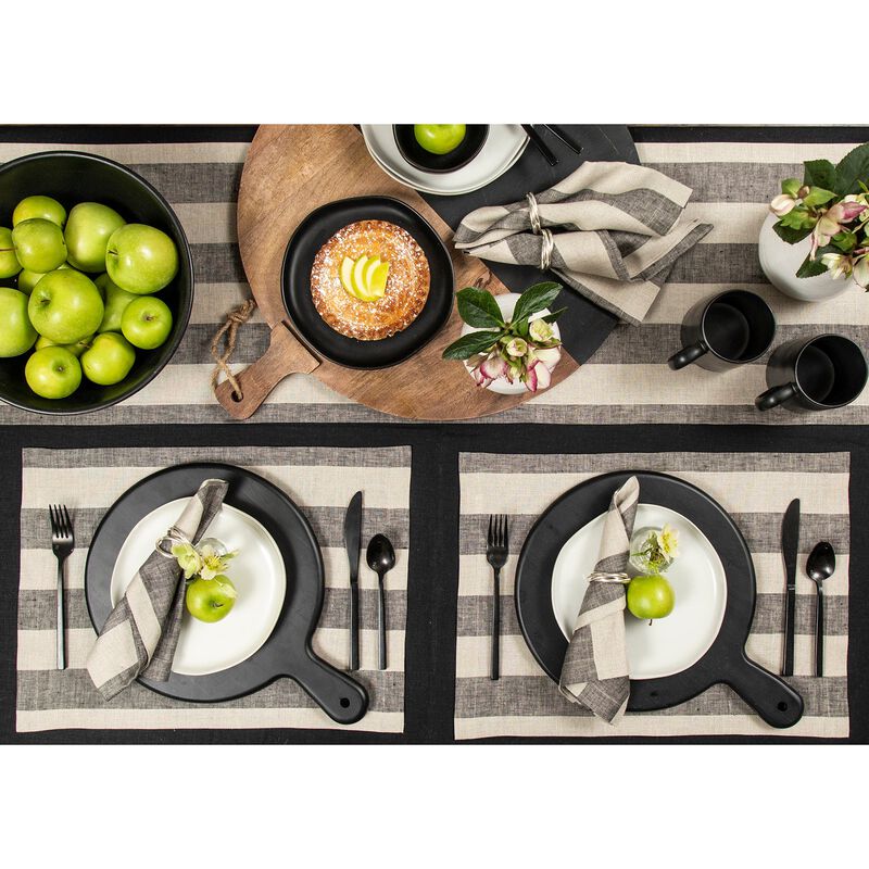 Solino Home Cabana Stripe 100% Linen Table Runner &ndash; Handcrafted, Machine Washable, Perfect for Holiday and Everyday Dining