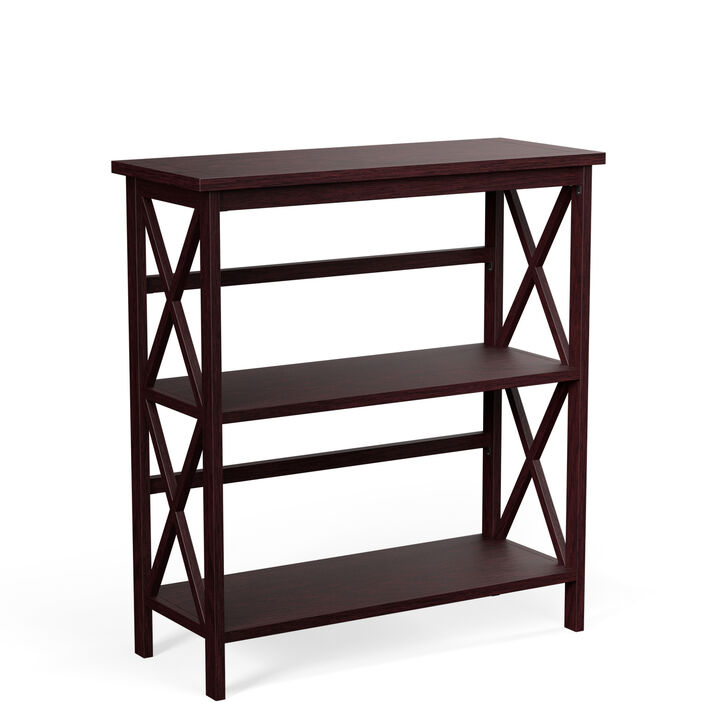 3-Tier Wooden Multi-Functional X-Design Etagere Storage Bookshelf