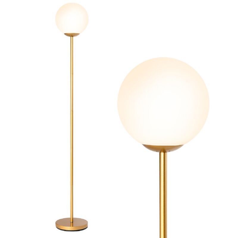 Modern Glass Globe Floor Lamp, LED Standing Lamp with Glass Shade-Golden image number 0