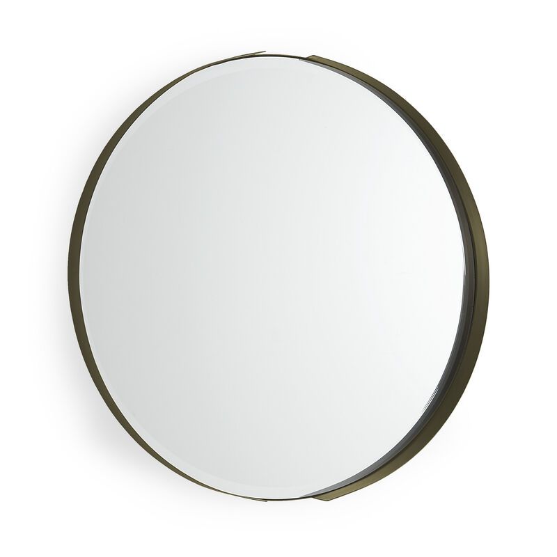 HomeRoots 24" Gold Metal Round Framed Accent Mirror image number 2