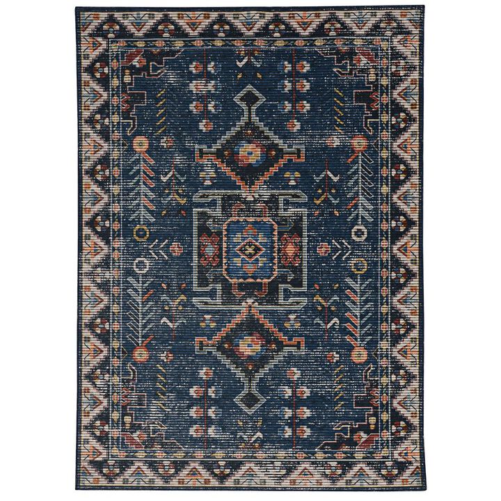 Linon Washable Larson Navy/Ivory, Rug