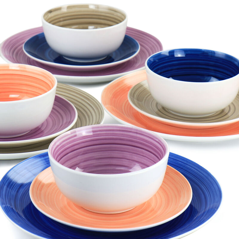 Gibson Home Color Vibes Fine Ceramic 12 Piece Dinnerware Set in Assorted Colors