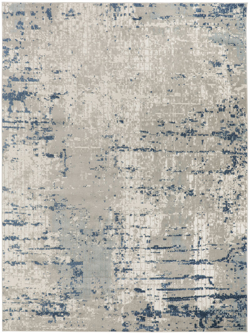 Quarry QUA01 Ivory/Gray/Blue 6' x 9' Oval Rug