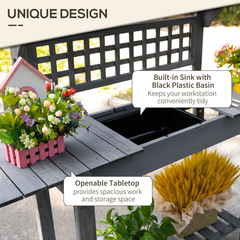 Hivvago Potting Bench Workstation for Garden, Patio, or Greenhouse image number 5