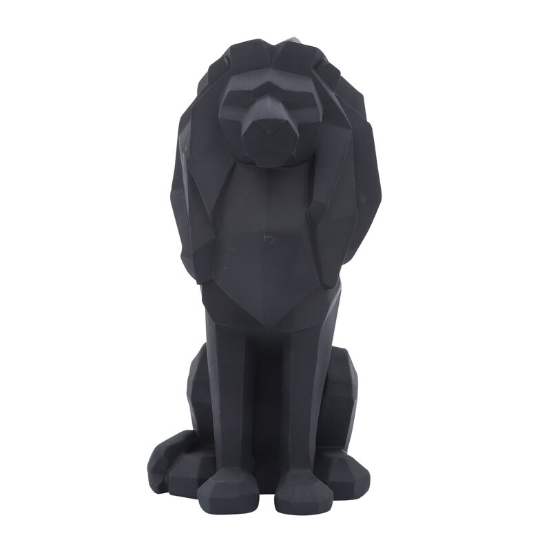 Resin 11"h Sitting Lion, Black image number 1