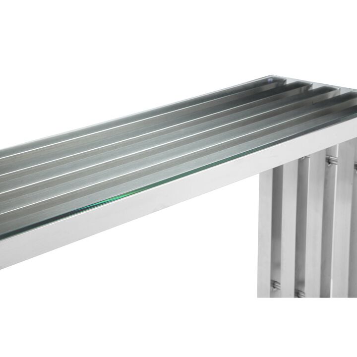 Pangea Home Vlad Console Brushed Metal