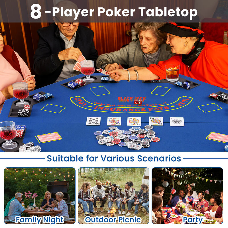 Portable 8 Player Poker Table Top with Built In Cup Holders and Chip Trays image number 8