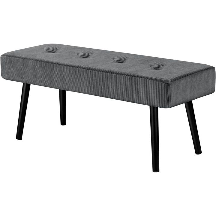 Mid-Century Corduroy Upholstered End-of-Bed Bench – Stylish Bedroom Accent