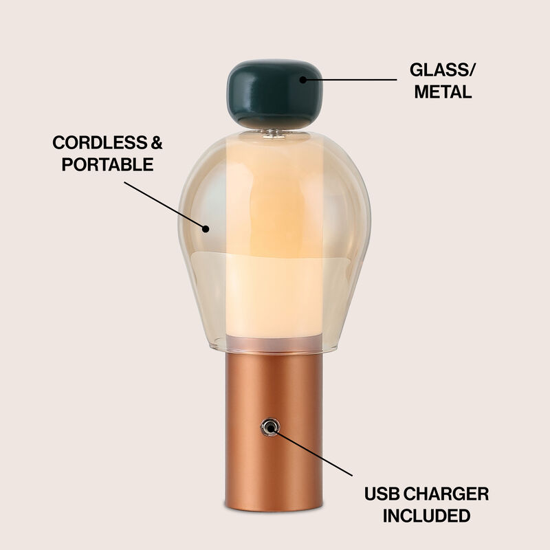 Evonne 10.75" Modern Glam Candle-Style Rechargeable/Cordless Dimmable Integrated LED Table Lamp with Touch Sensor