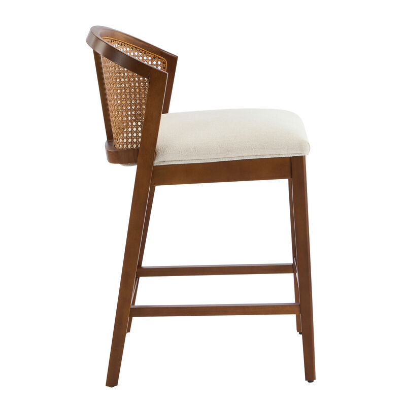 Christopher Knight Home Salazar Rattan and Rubberwood Upholstered Counter Stools (Set of 4) image number 4