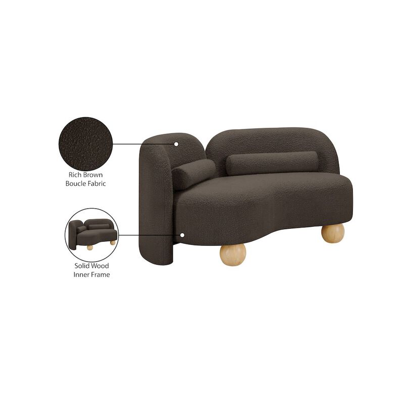 Meridian Furniture Daphne Brown Boucle Fabric Loveseat