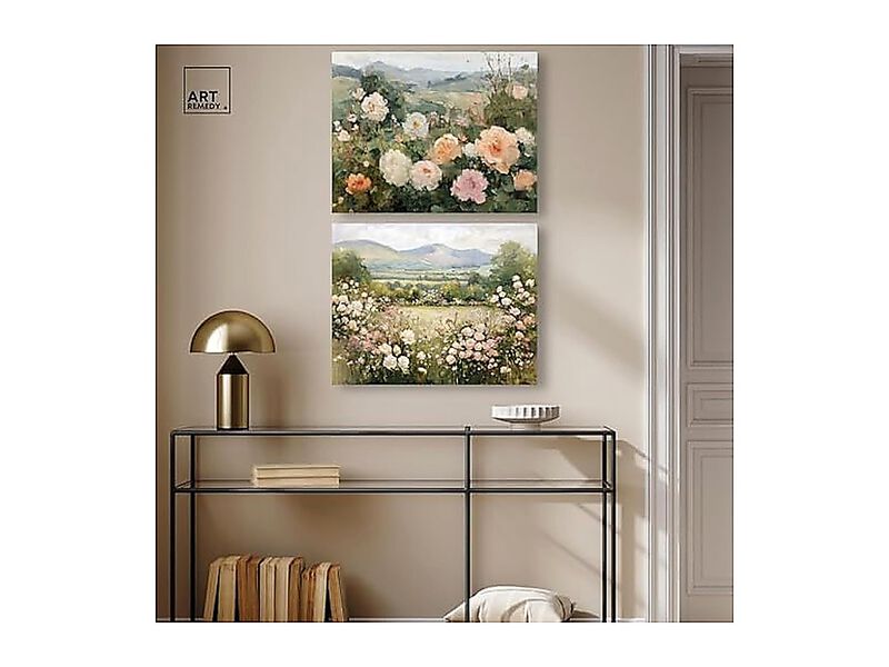 Blush Pink Bedroom Botanicals Canvas Farmhouse Wall Decor Set 2 Gallery Wrapped image number 2