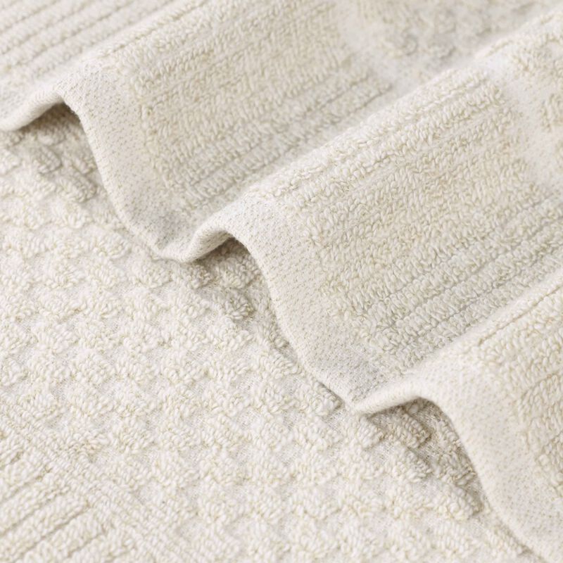 Set of 6 Cotton Blend Hand Towels with Checkered and Ribbed Texture image number 2