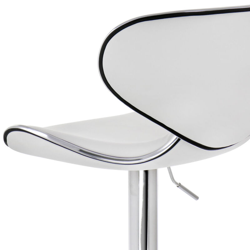 Elama 2 Piece Faux Leather Adjustable Bar Stool in White with Chrome Base image number 7