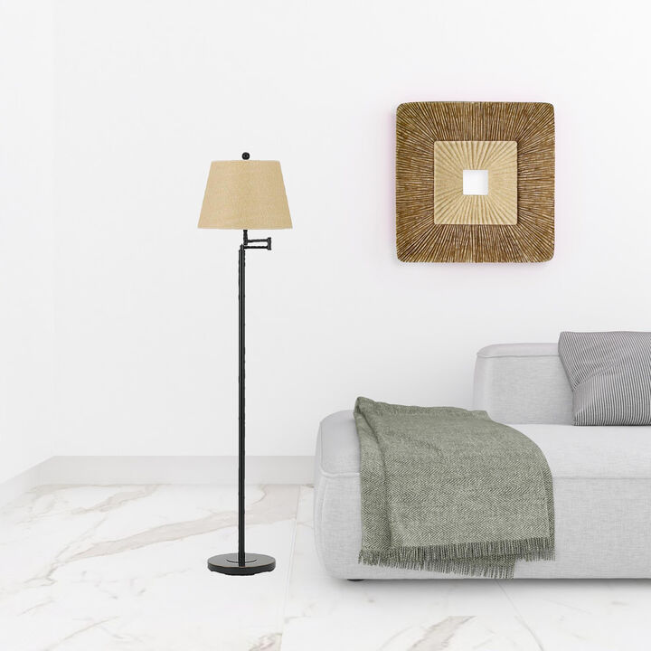 HomeRoots 60" Bronze Swing Arm Floor Lamp With White Square Shade