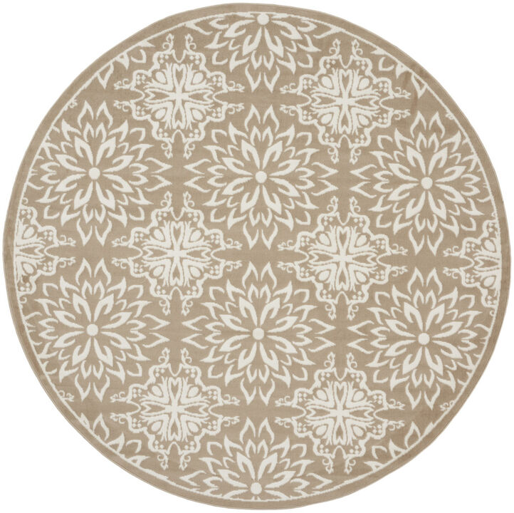 HomeRoots Floral Non Skid Round Rug