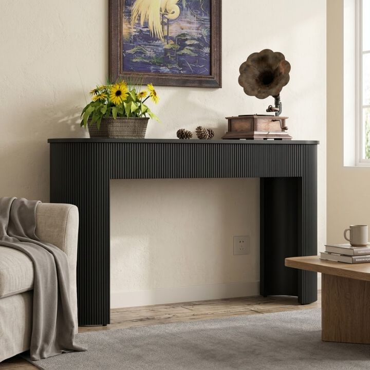 Whisen 54" Modern Console Table with 2 Drawers, MDF, Oval Top Entryway Table for Living Room Hallway