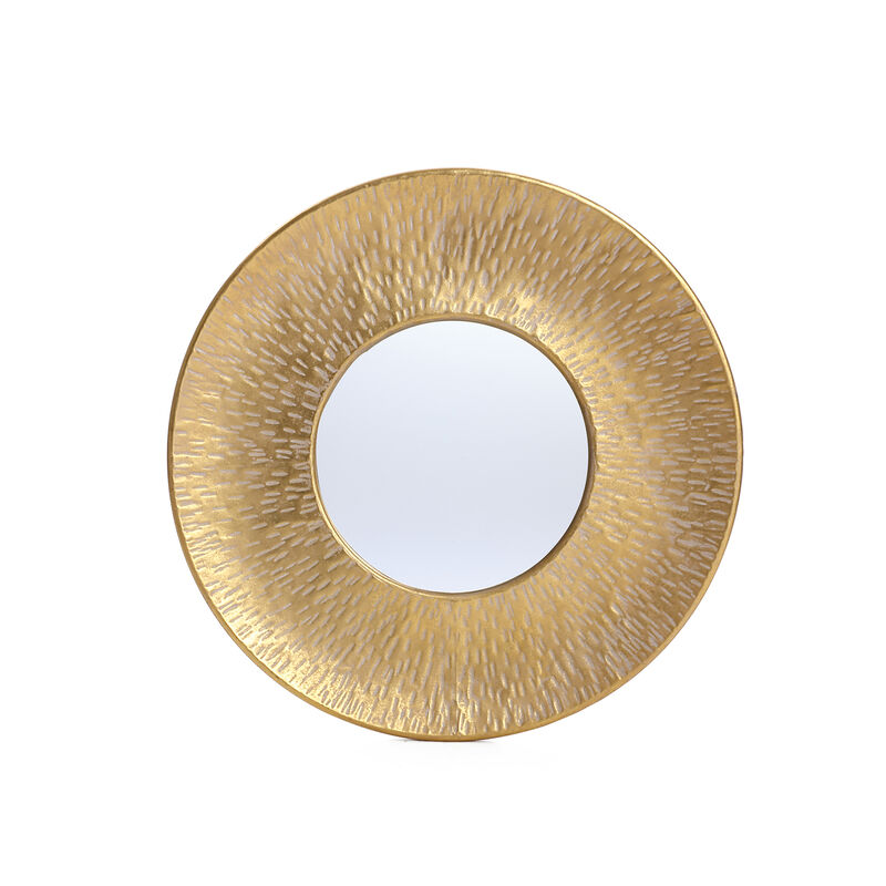 Hammered Round Wall Mirror 3PC Set, Gold image number 0