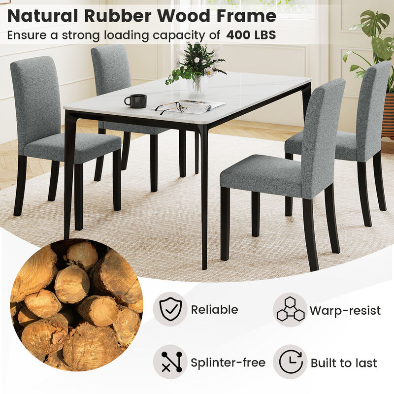 Modern Dining Chair Set of 2 with Mid Century Design and Rubber Wood Legs image number 5