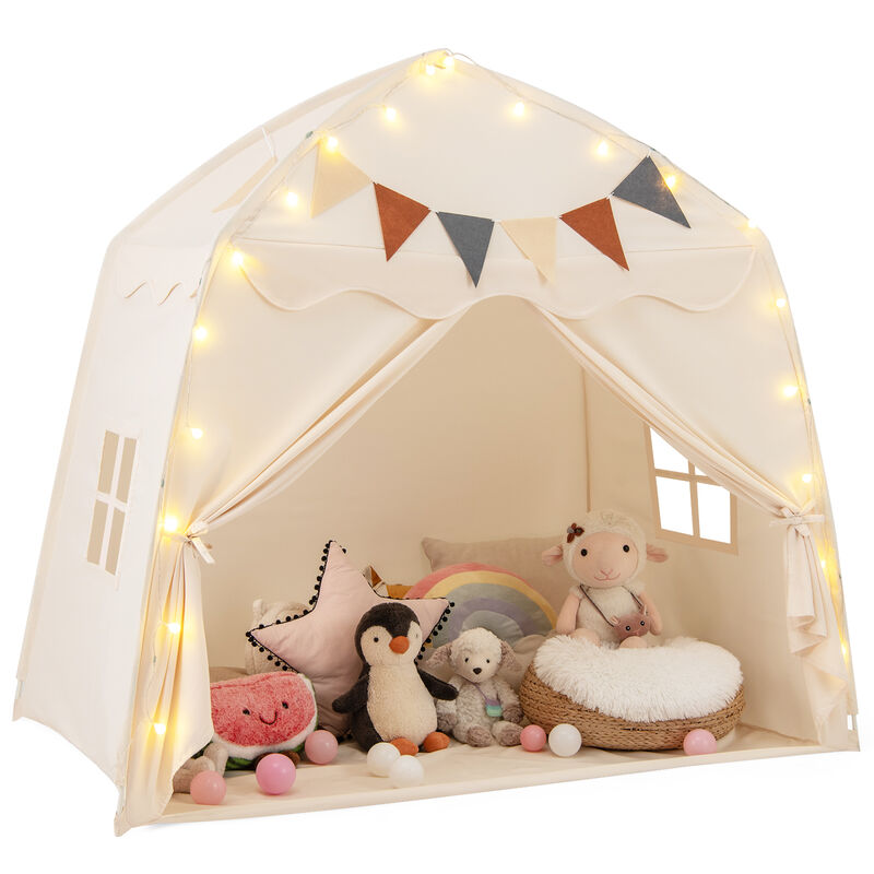 Large Kids Play Tent Bed with String Lights &ndash; Fun Playhouse for Indoor & Outdoor image number 0