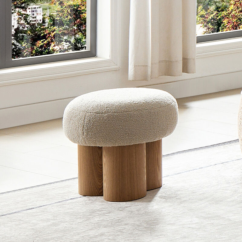 GOODSILO Versatile Mushroom Stool with Plush Wool Seat - Compact Multi-Functional Footrest and Accent Furniture Piece image number 9