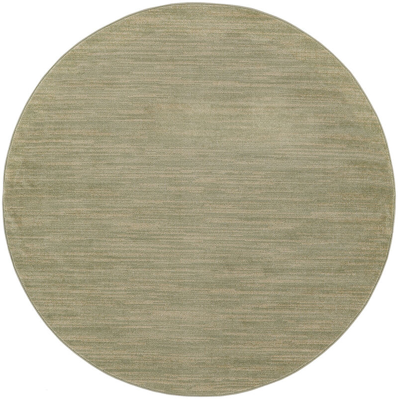 HomeRoots 6' Green And Beige Round Abstract Indoor Outdoor Area Rug image number 0