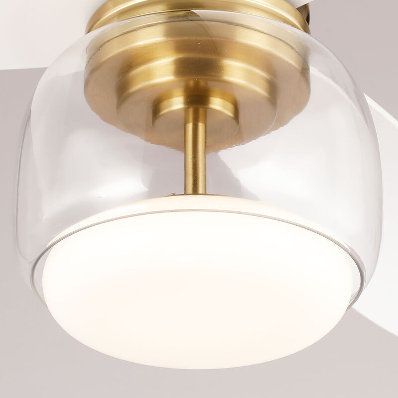 52" Modern Antique Brass Clear Glass Reversible DC Dimmable Ceiling Fan with Light and Remote image number 9