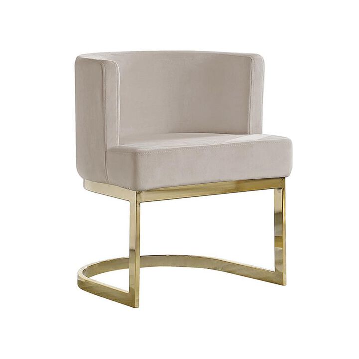 Best Quality Furniture Beige Velvet Side Chair With Gold, Chrome Base - Single