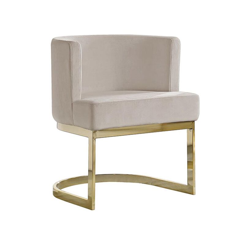 Best Quality Furniture Beige Velvet Side Chair With Gold, Chrome Base - Single